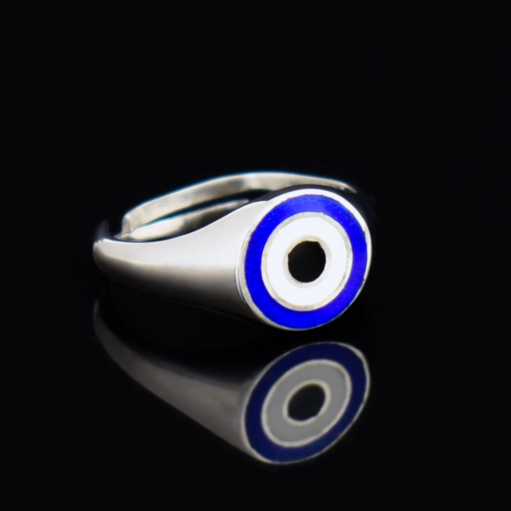 Evil Eye Beaded Ring in 925 Sterling Silver