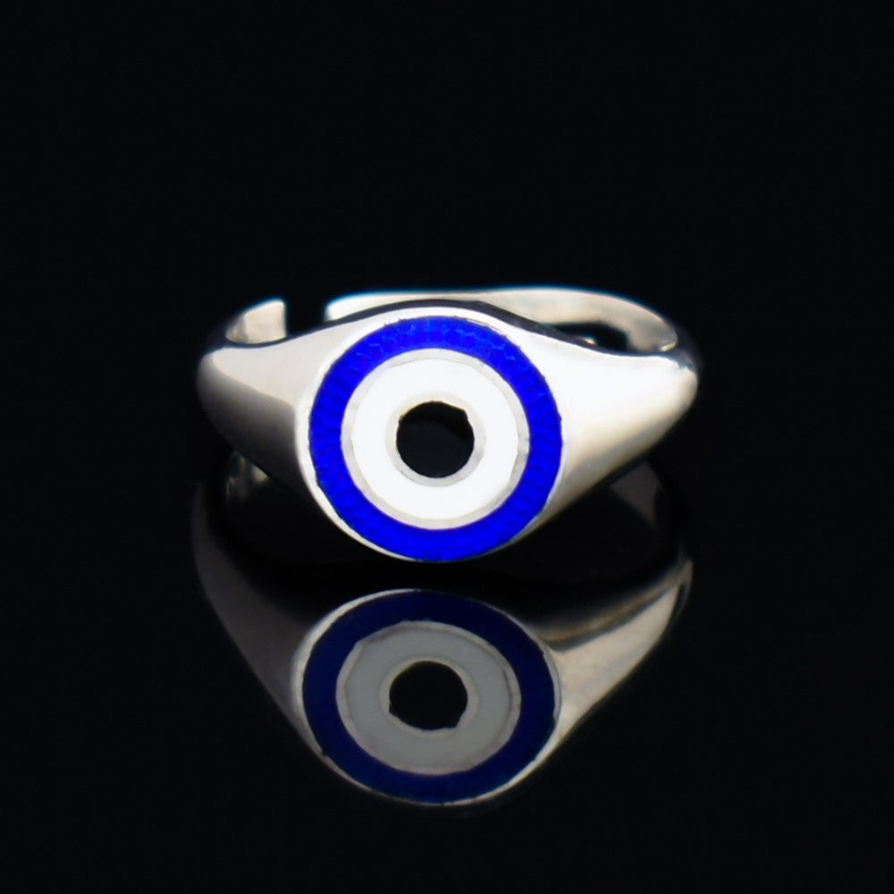 Evil Eye Beaded Ring in 925 Sterling Silver