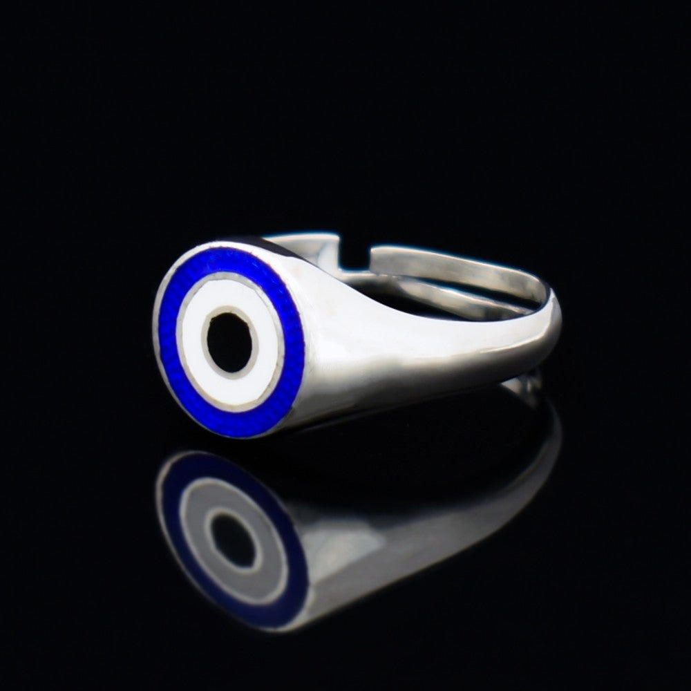 Evil Eye Beaded Ring in 925 Sterling Silver