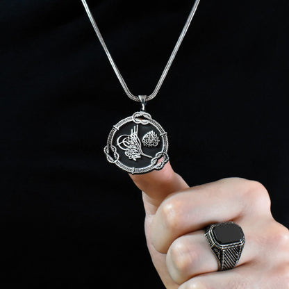 Collier argenté pour hommes ottomans