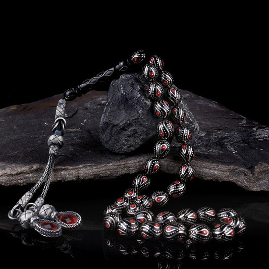 Erzurum Oltu Rosary with Silver Tassels