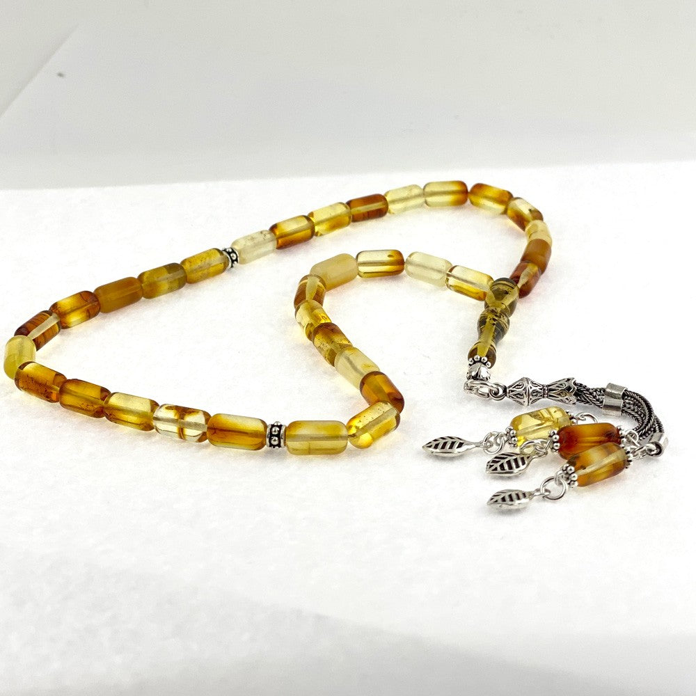 Certified Amber Drop Silver Tasseled Rosary