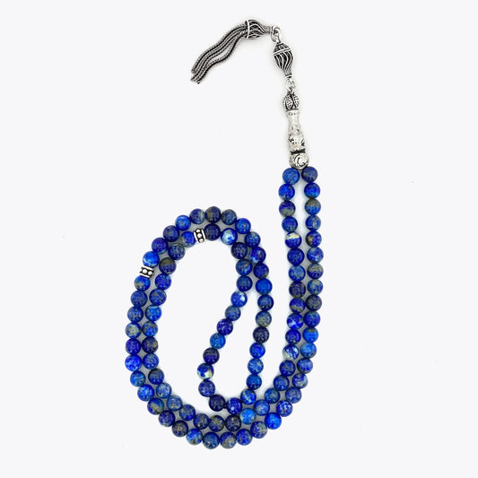 Lapis Stone Silver 99 Prayer Beads