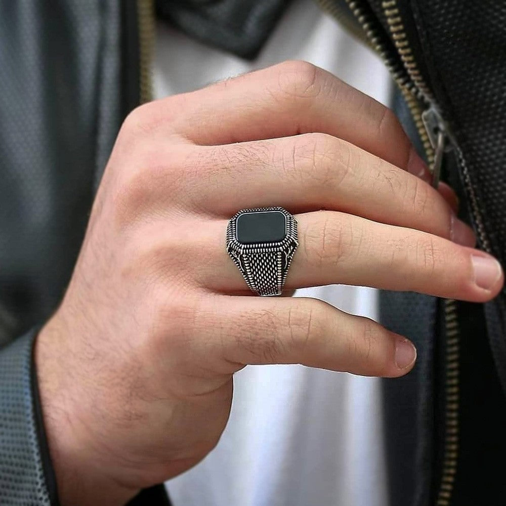 925s Silver Signet ring with Onyx Stone