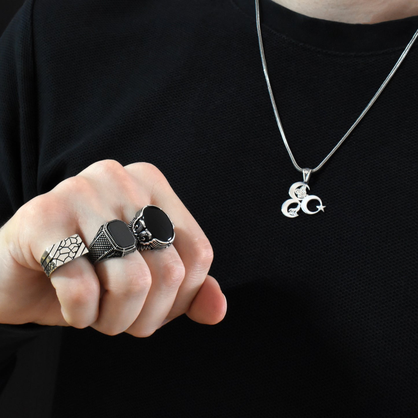 925s Silver Signet ring with Onyx Stone