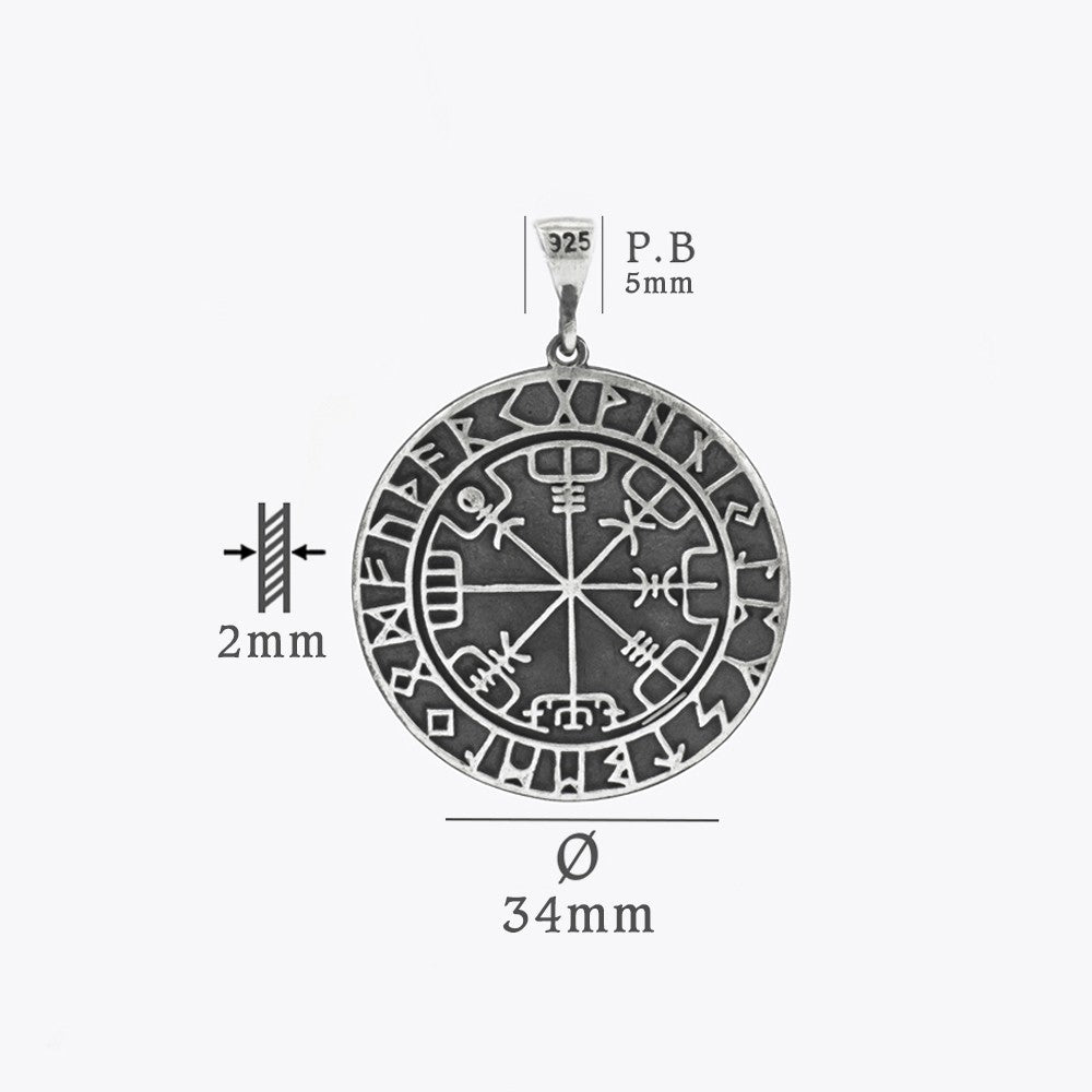 King Chain Viking Compass Silver Necklace