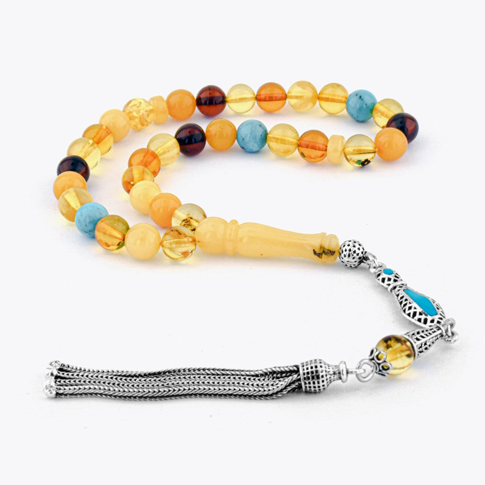 Color Mix Natural Amber Drop Rosary