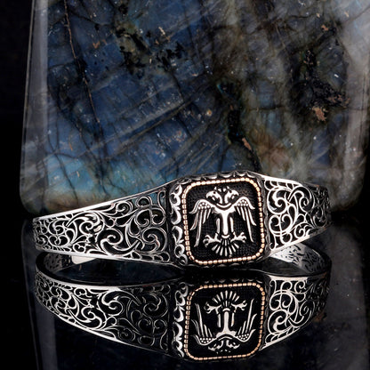 925 Bracelet pour hommes en argent sterling avec motif Seljuk Eagle