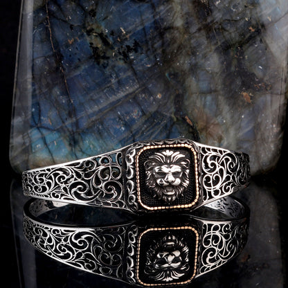 Lion à la tête du bracelet pour hommes en argent sterling