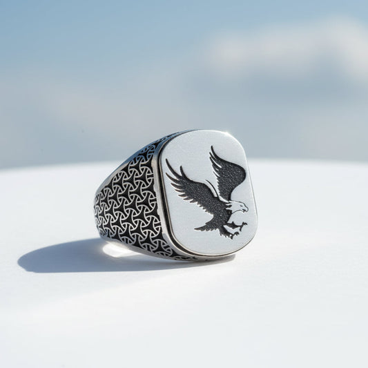 925 Anneau de motif de motif aigle en argent sterling