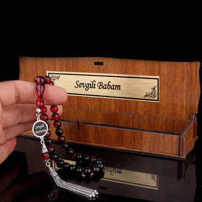 Fire amber Tesbih Isimli 925 Sterling Silver