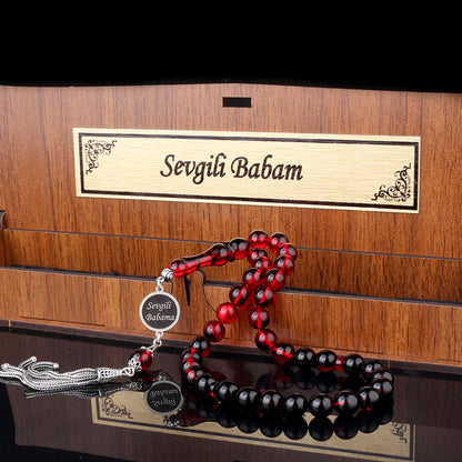 Fire amber Tesbih Isimli 925 Sterling Silver