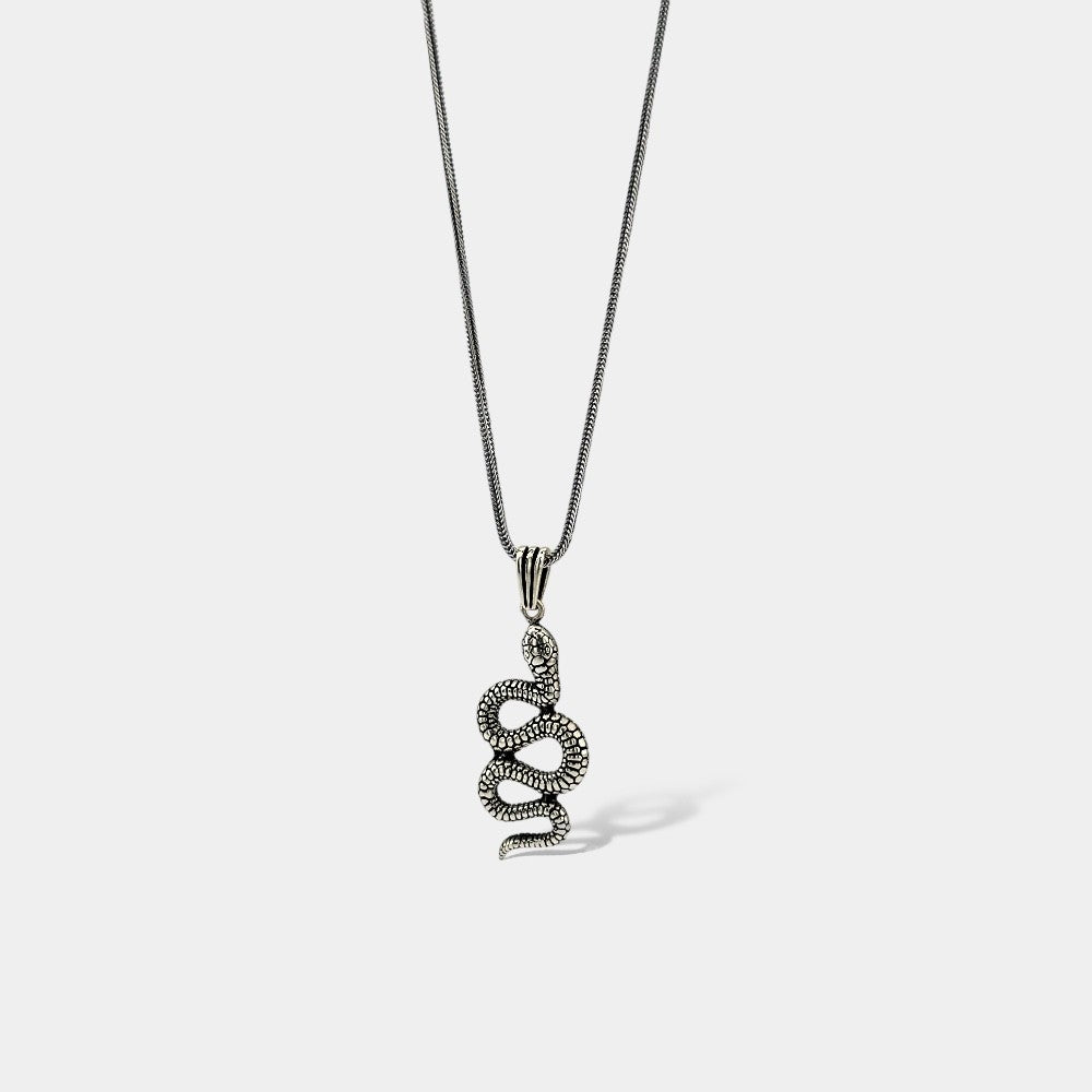 Snake Silver Men's Necklace - Foxtail chain