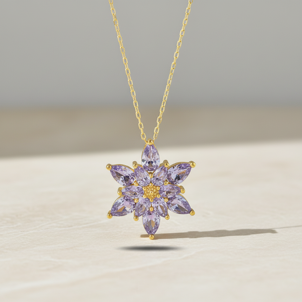 Lotus Flower Silver Necklace