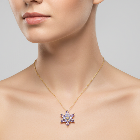 Lotus Flower Silver Necklace