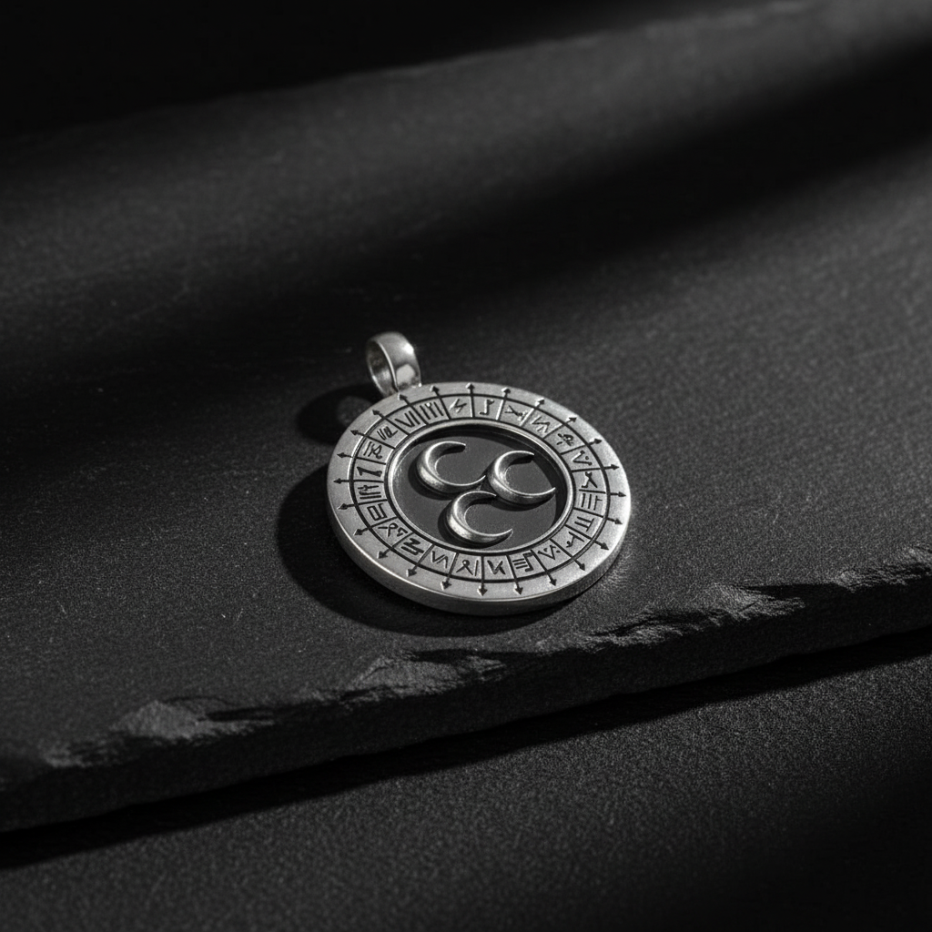 Three crescent 925 sterling silver necklace