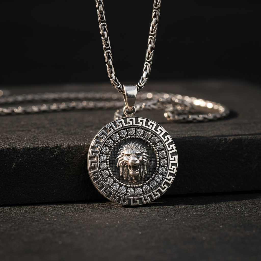 2.2 mm king chain lion figure 925 sterling silver necklace