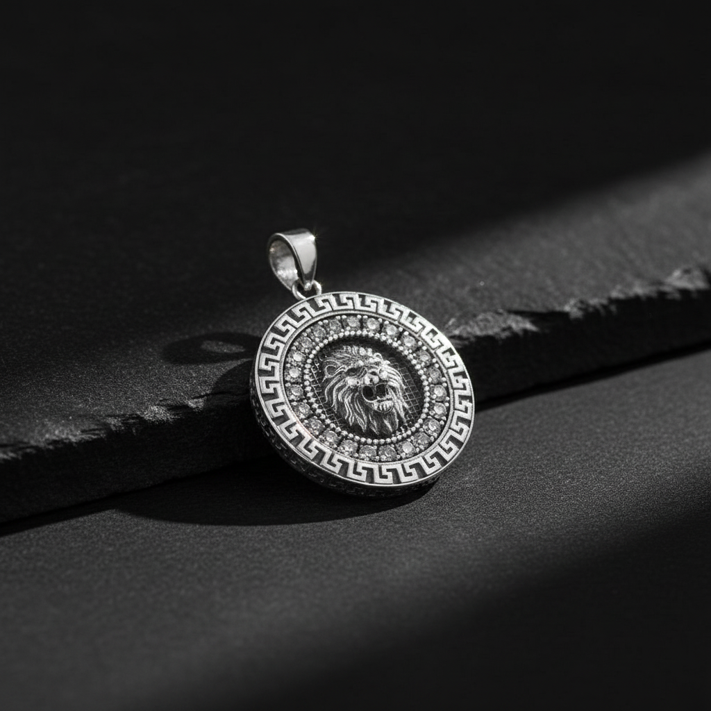2.2 mm king chain lion figure 925 sterling silver necklace
