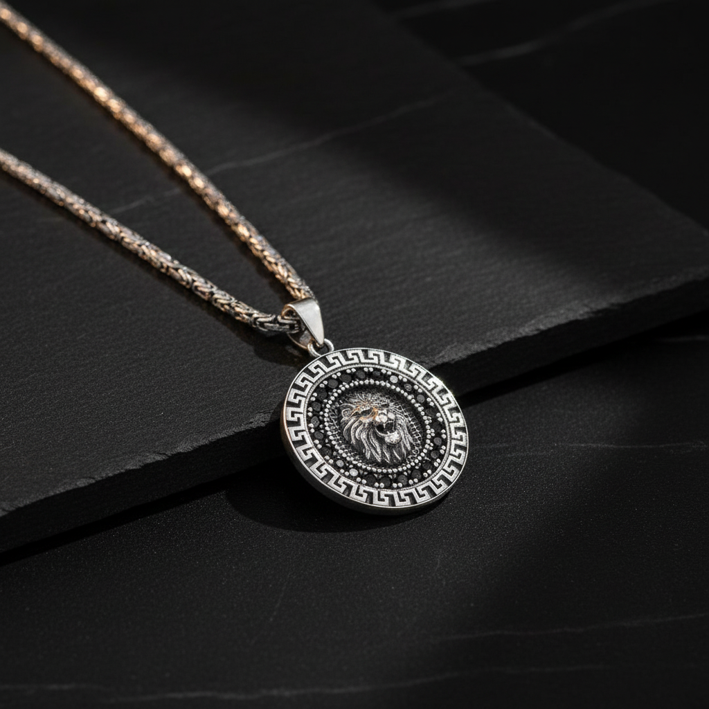 2.2 mm king chain lion figure 925 sterling silver necklace