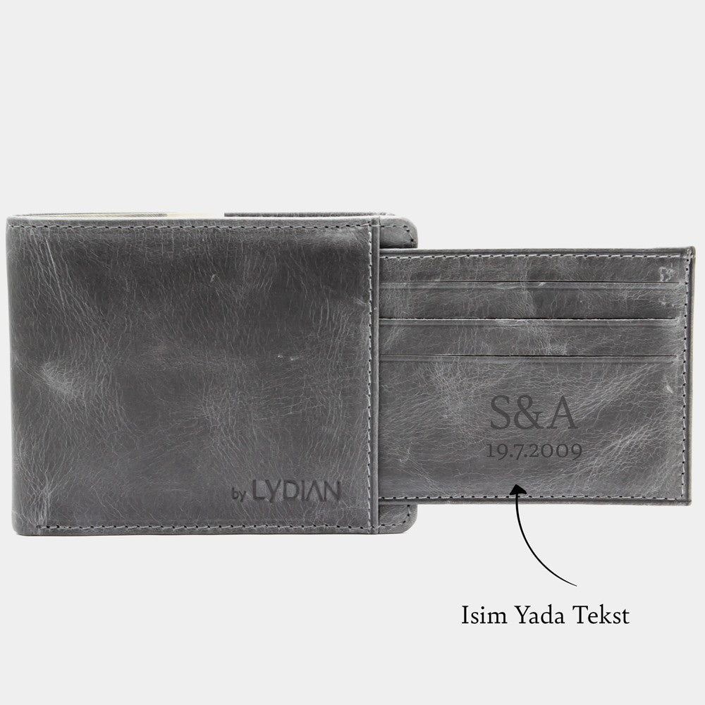 Genuine Leather Wallet Antic Grey Color