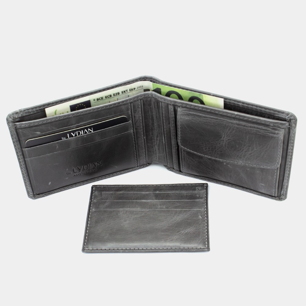 Genuine Leather Wallet Antic Grey Color