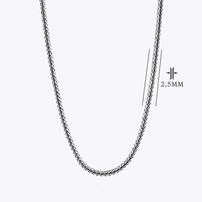 Tilki Kuyruğu Zincir 2,5 mm  - 925 Ayar Gümüş