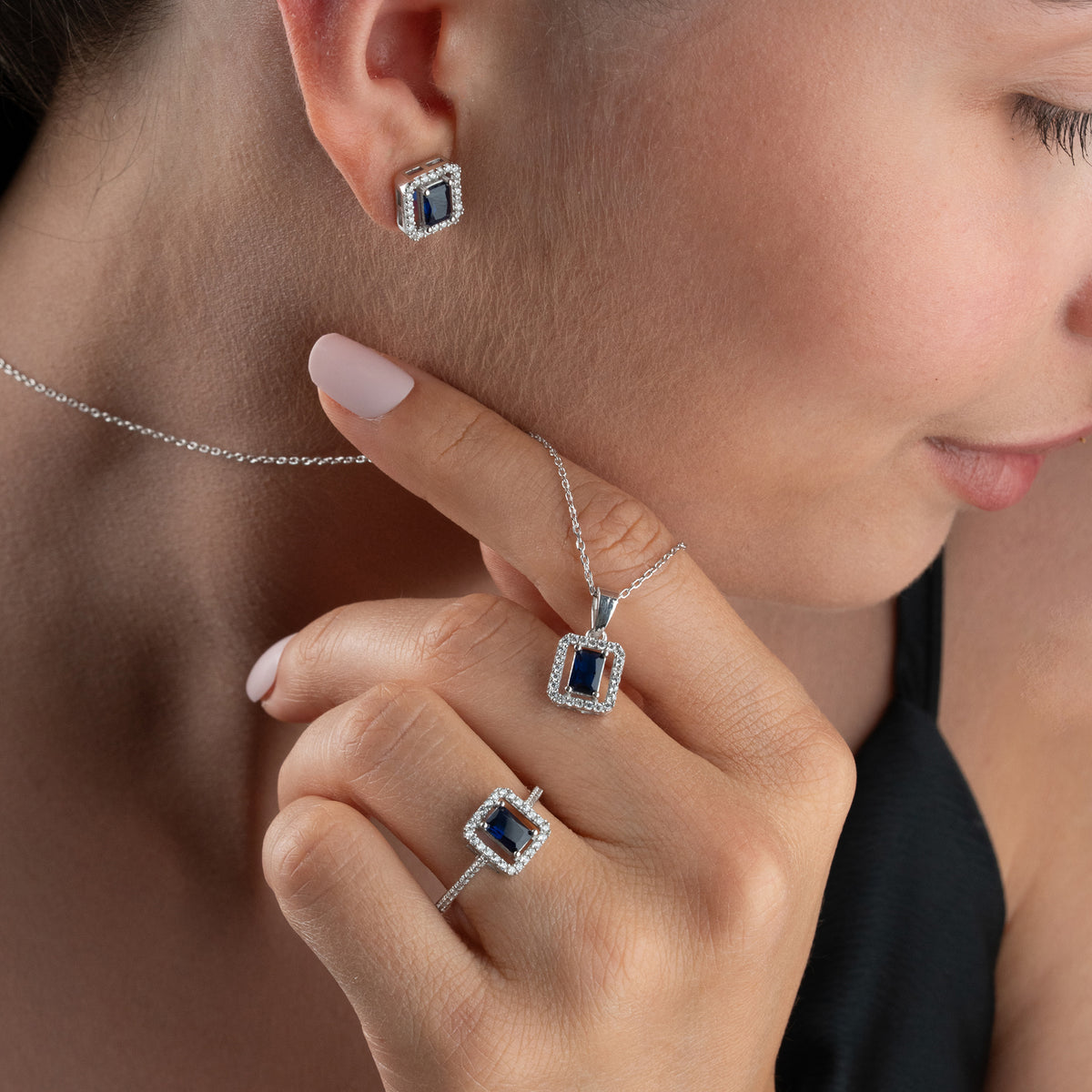 Blue Aura Blue Zirconia Jewelry Set | 925 Sterling Silver
