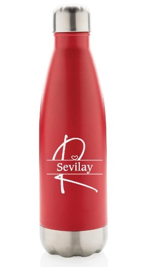 500 ml Kişiye Özel İsimli RVS Harfli Monogram İçecek Şişesi