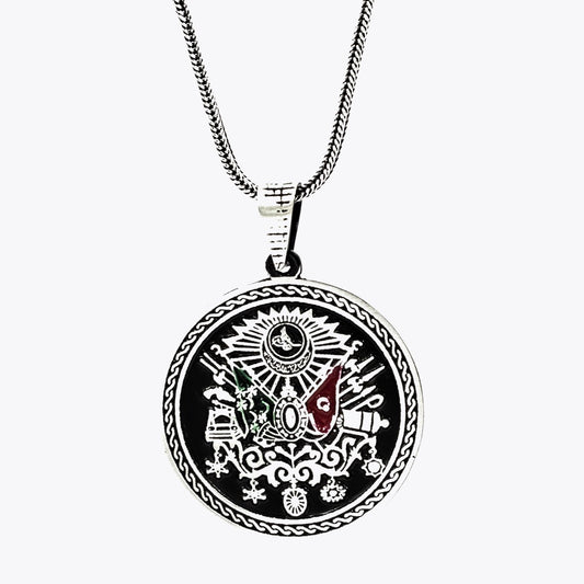 925s Silver Ottoman Coat of Arm Men's Necklace