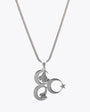 Three crescent tuğra and bozkurt motif men's gumus necklace