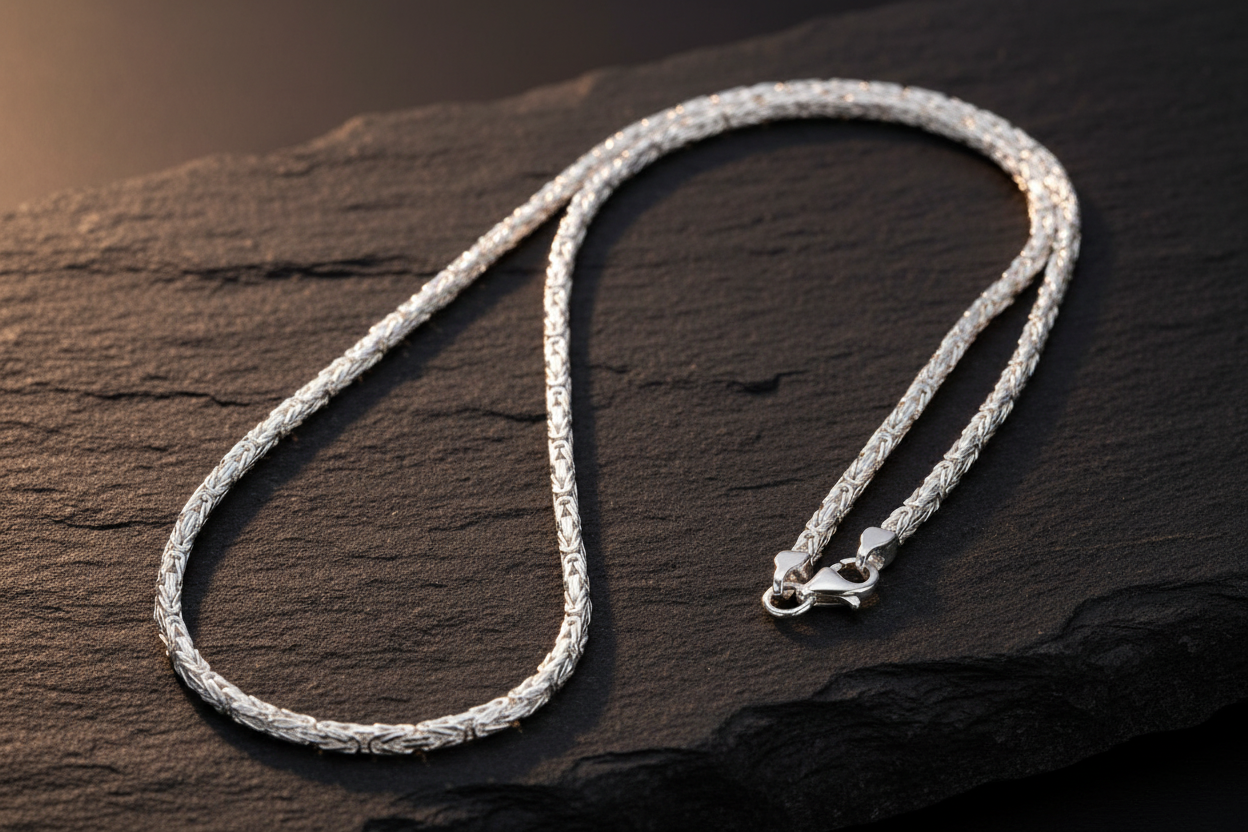 925 Sterling Silver Square White Necklace Chain