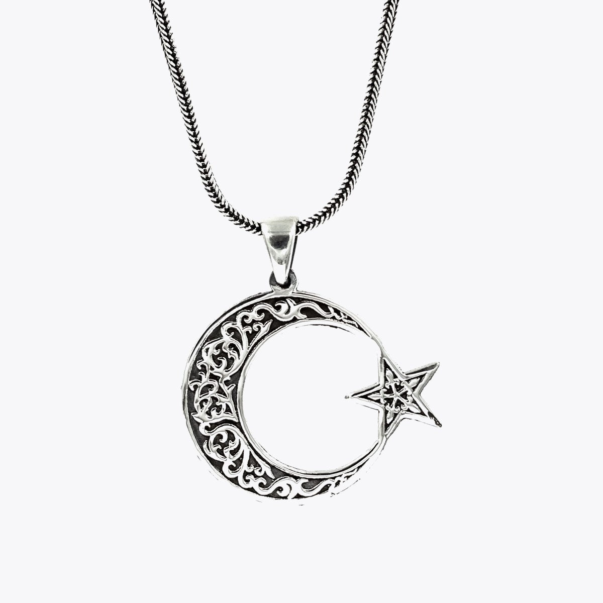 Moon Star Necklace in 925 Sterling Silver -3