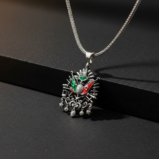 Osmanlı Arma 925 Ayar Gümüş Erkek Kolye