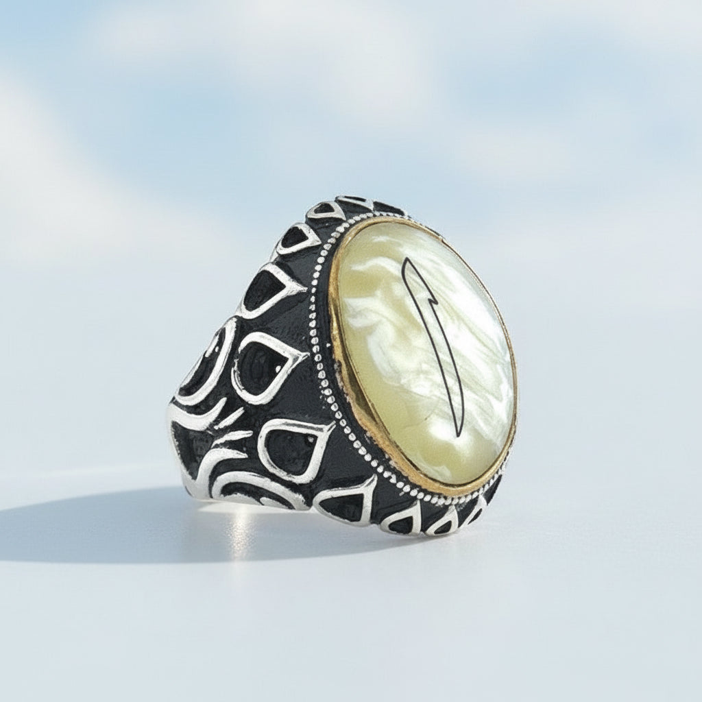 Sedef Taşlı Elif Silver Ring - Outlet