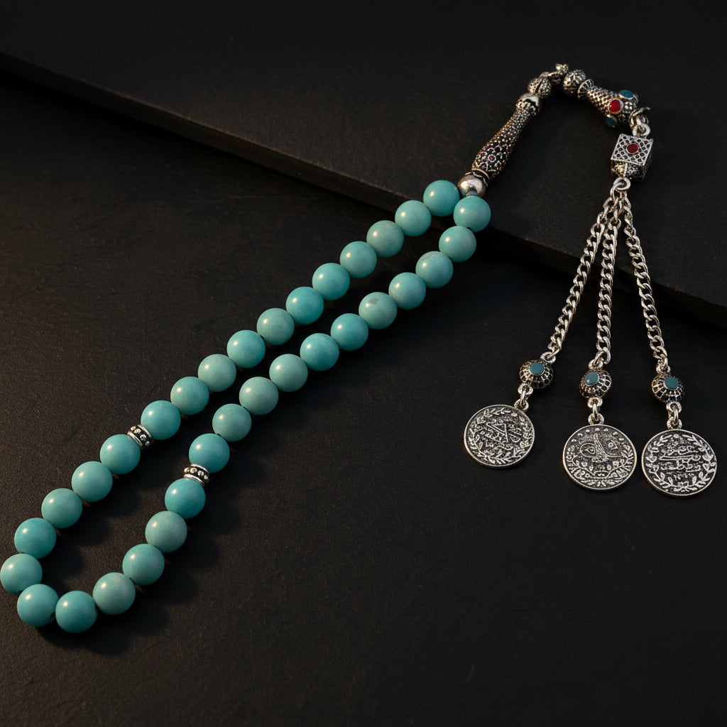 Amazonite Tesbih with Silver Tassel