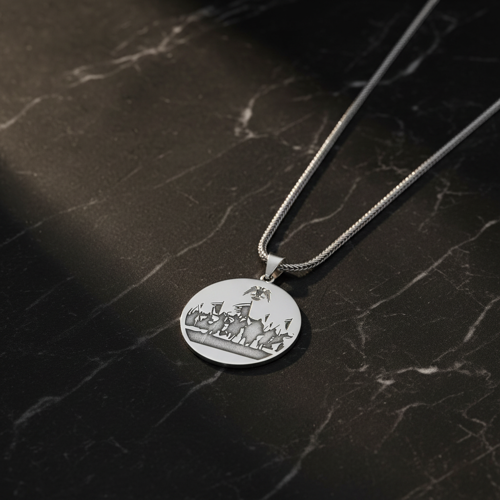 Göktürkçe turc écrit lune yıldız 925 Collier en argent sterling