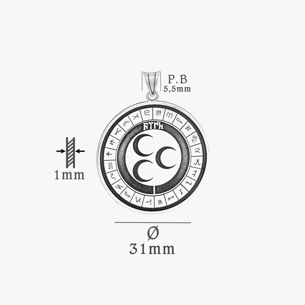 Türk Boylarının Bayrakları Üç Hilal 925 Ayar Gümüş Kolye