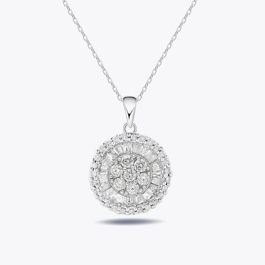 Diamond Style Oval Baguette and Zircon Stone Necklace