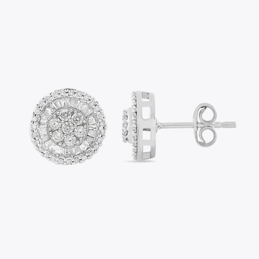 Diamond Style Silver Earring Set