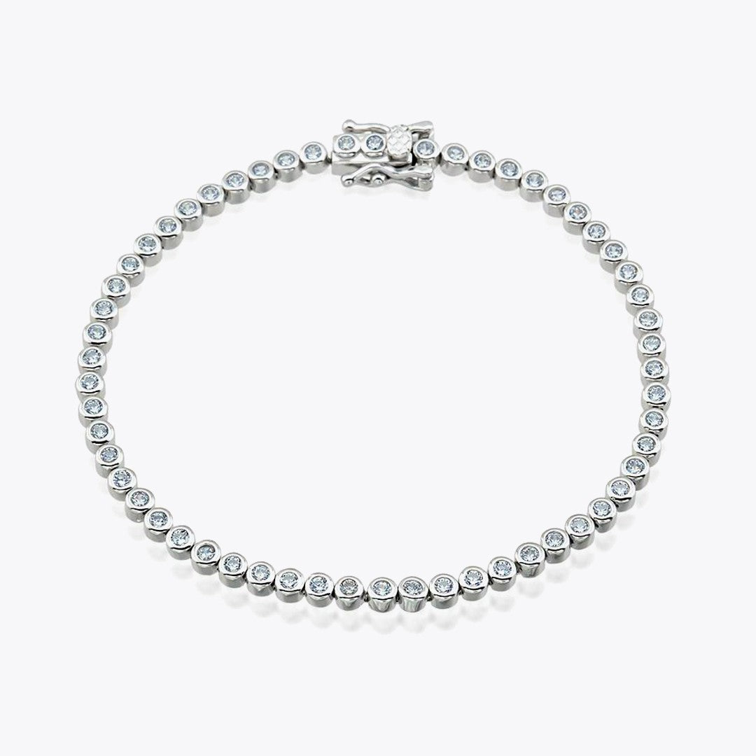 Diamond Style Zircon Stone Waterway Silver Bracelet