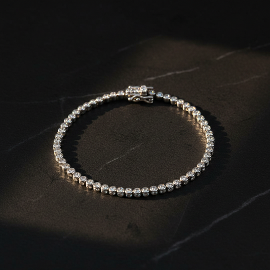 Diamond Style Zirkon Taşlı Su Yolu Gümüş Bileklik