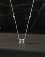 Diamond Style Single Stone Silver Necklace