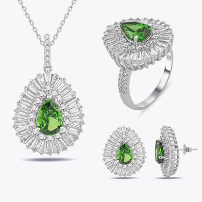 Ensemble de bijoux de zircon et de baguette en pierre de baguette spéciale