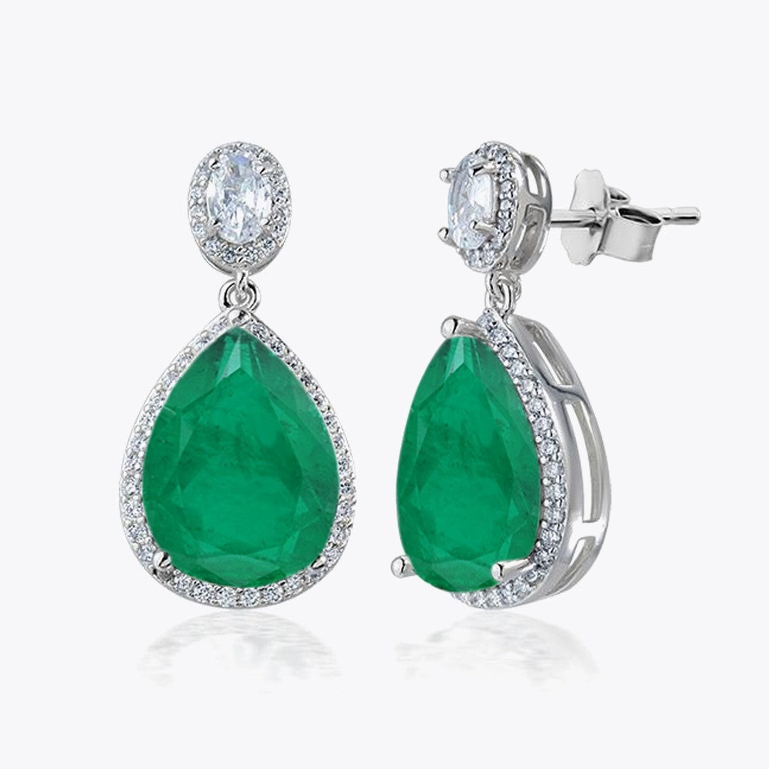 Drop Emerald Ice Cut Zircon Earrings