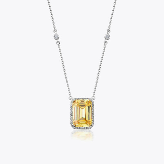 Diamond Style Baguette Silver Necklace