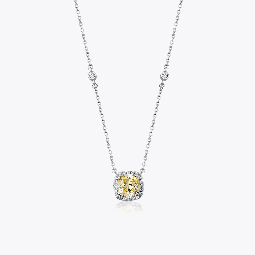 Diamond Style Baguette Silver Necklace