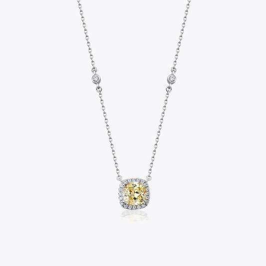 Diamond Style Baguette Silver Necklace