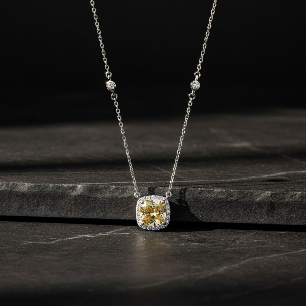 Collier en argent de la baguette de style diamant