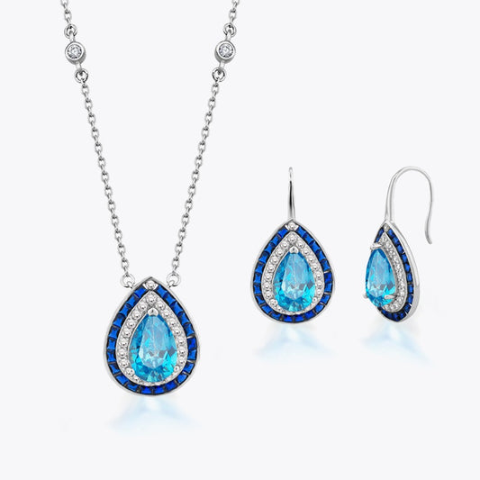 Aqua Blue Earring and Necklace Set