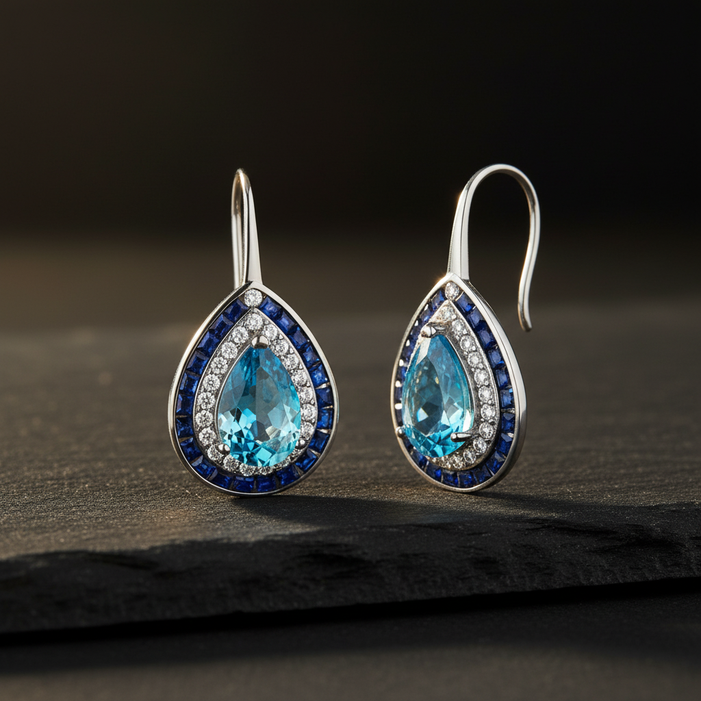 Aqua Blue Drop Earrings